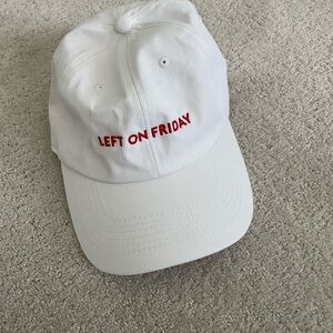 Left On Friday White Baseball Cap with Red Embroidery